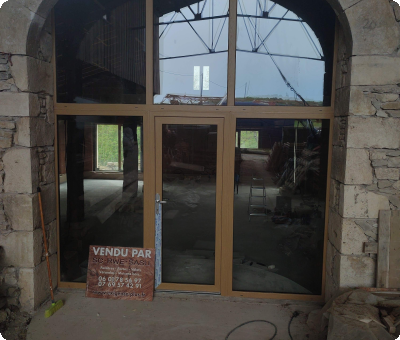 Baie vitrée en arche installée, travaux terminés